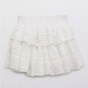 Aerie ruffle skirt white lace lined mini skirt XS